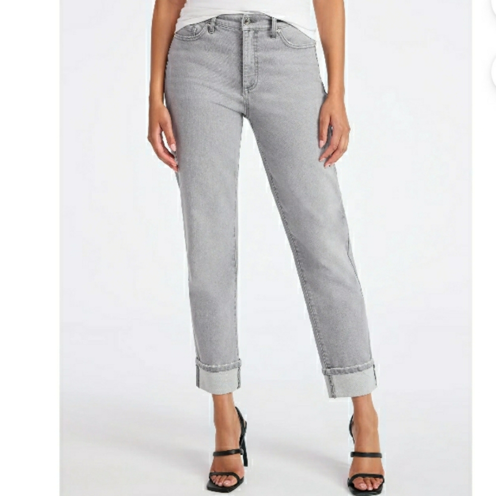 Cropped Jeans Gray Ankle Beatrix Boyfriend By Sofia Vergara 20 1x 2x π€ NWT - Picture 2 of 11